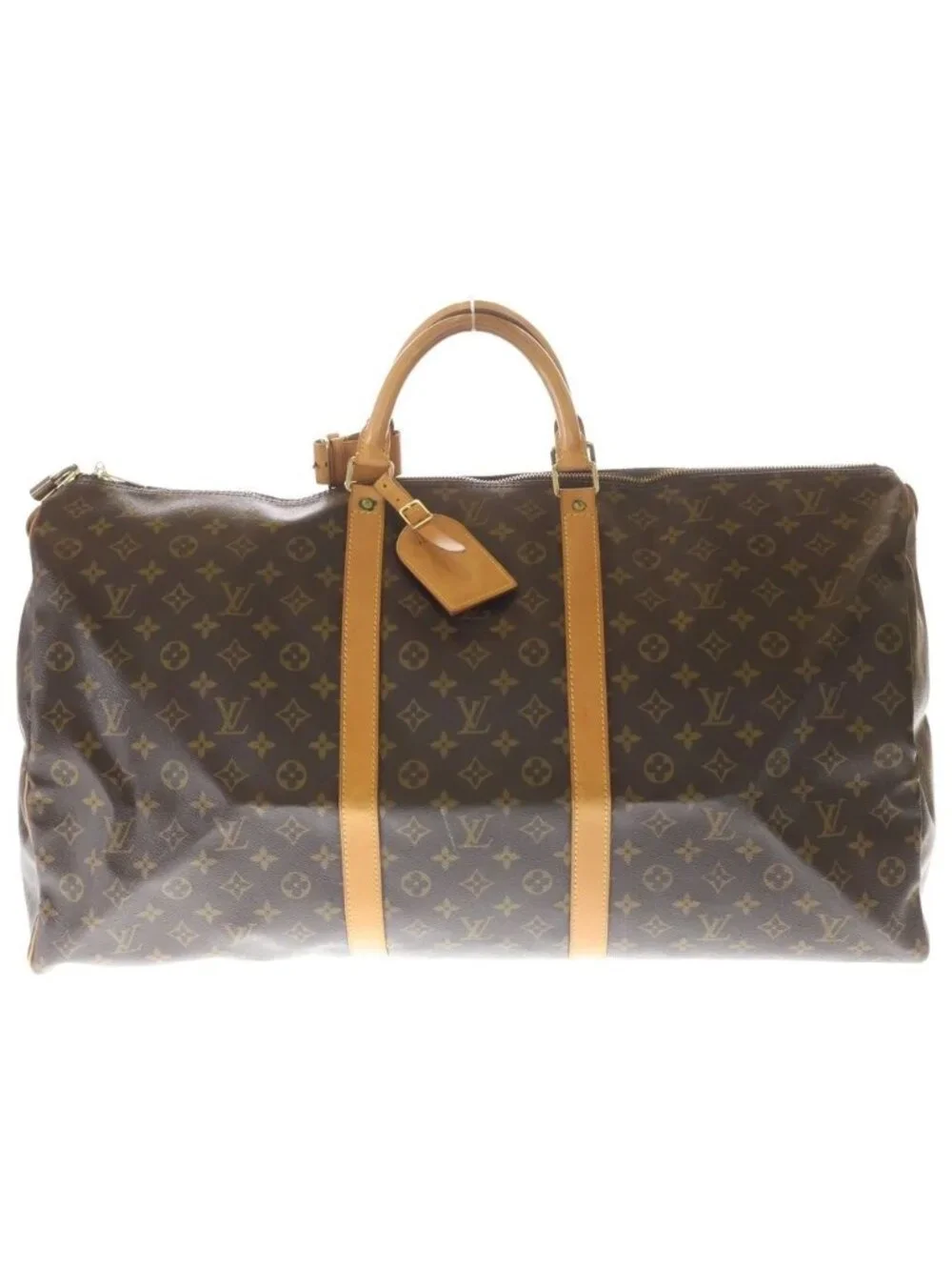 Louis Vuitton Monogram Keepall 60 Boston Bag Brown Leather